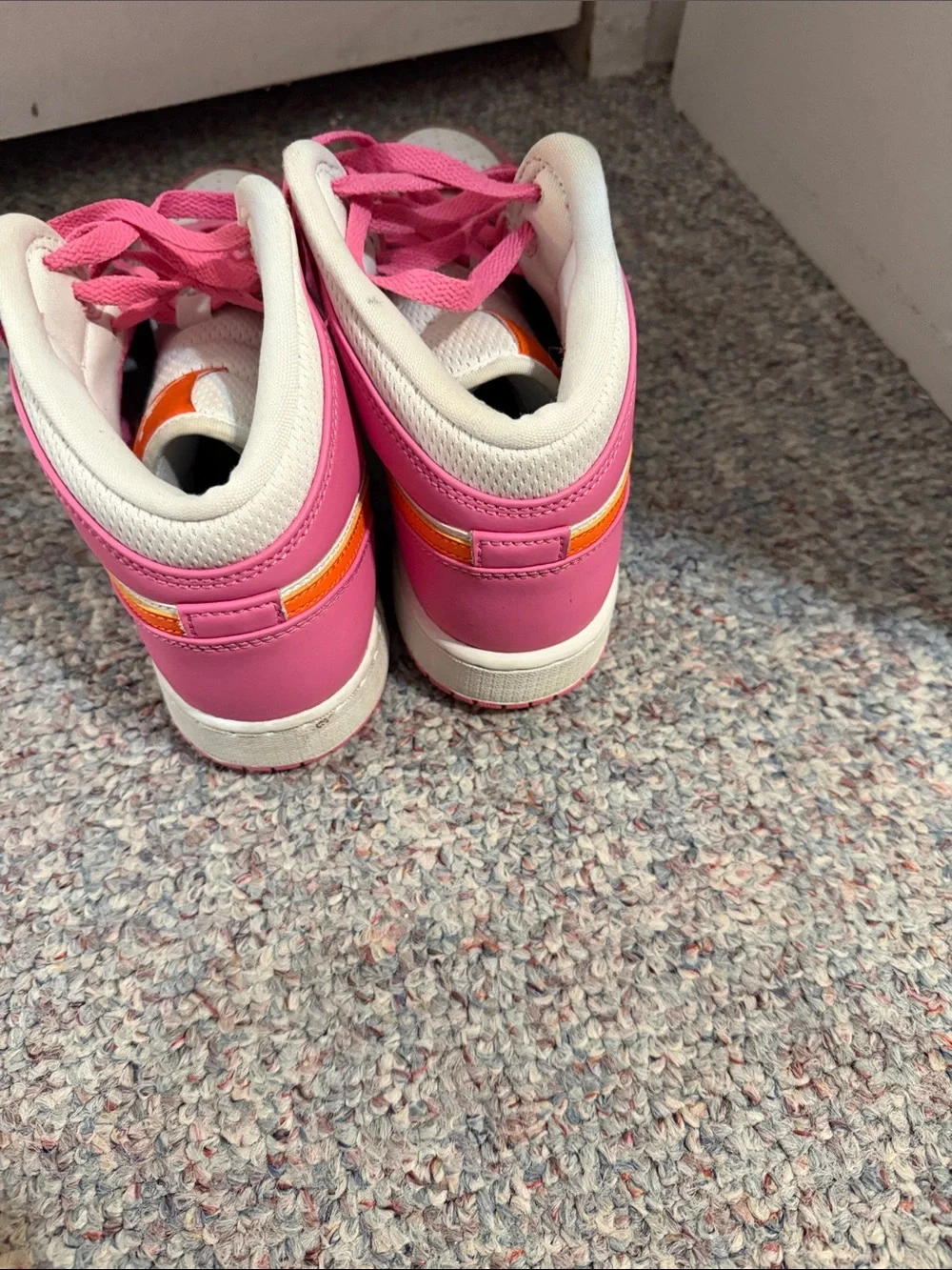 Nike Kids Pink and White High-Top Sneakers